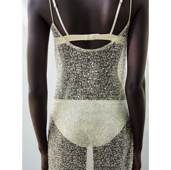 NWOT ZARA BEADED SEQUIN DRESS- SIZE MEDIUM - Picture 7 of 7
